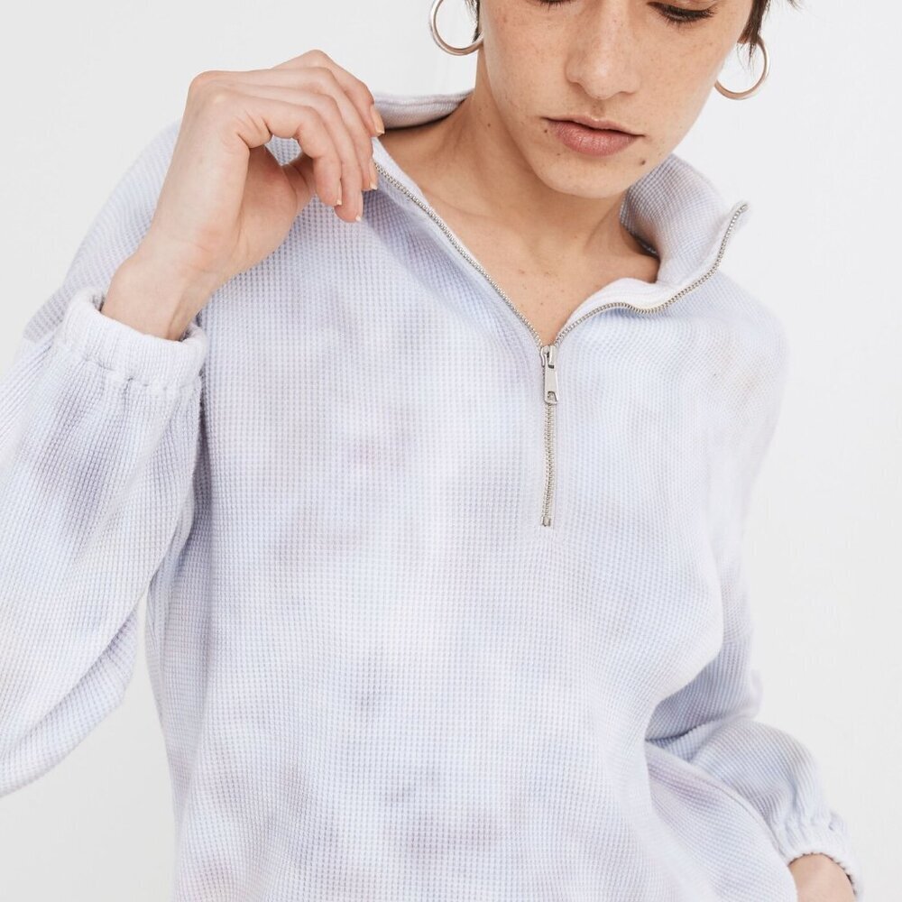 Madewell MWL Waffle Half-Zip Shirttail Sweatshirt in Tie-Dye - Picture 2 of 11